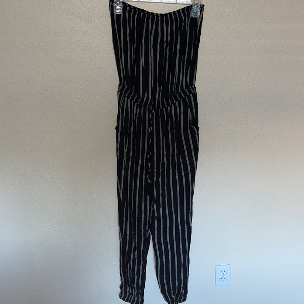 Black and White striped jumpsuit